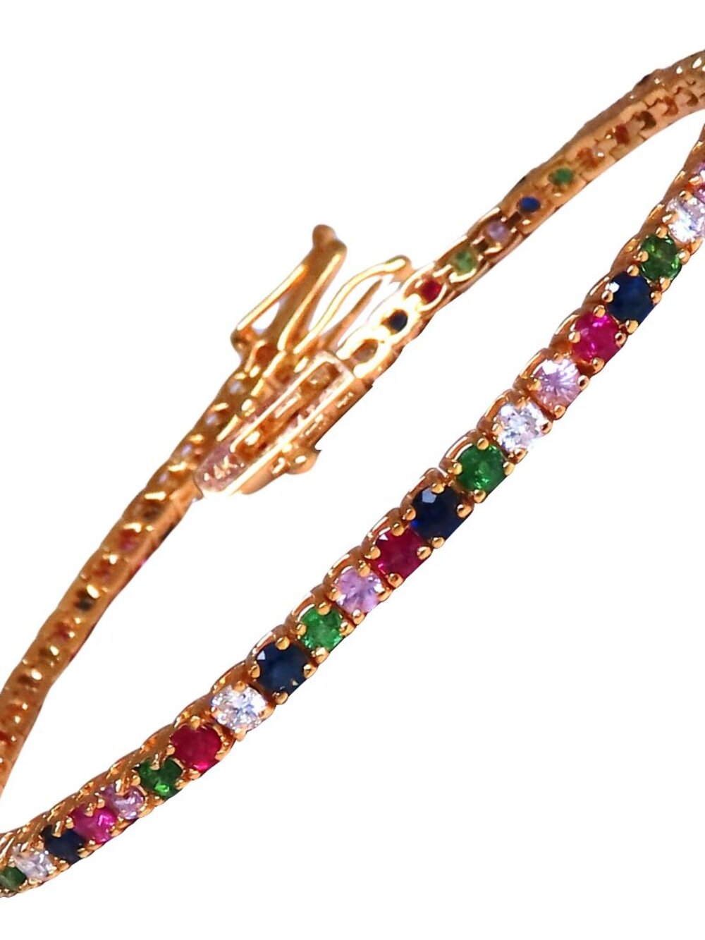 Multi color sapphire ruby diamond natural bracelet 14kt gold 12456*